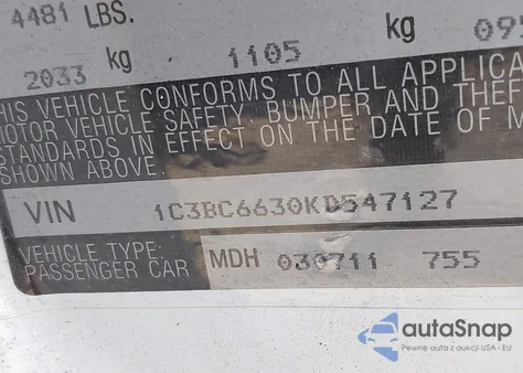 1989 Chrysler New Yorker C-Body Landau z USA, uszkodzony, nr VIN 1C3BC6630KD547127